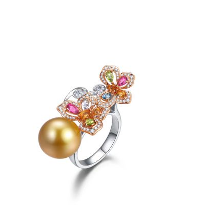 18K金南洋金珠戒指