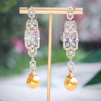 白冰翡翠拉丝耳坠