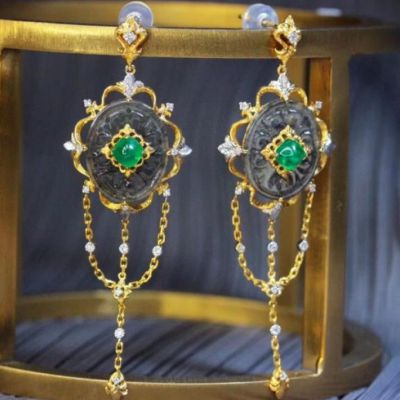 缪斯系列·祖母绿翡翠耳饰