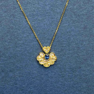 18K黄蓝宝石项链 