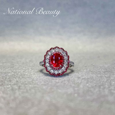 18K白红宝石戒指