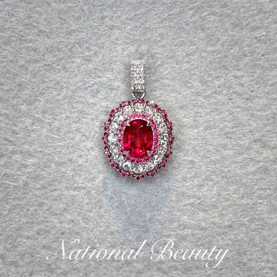 18K白红宝石吊坠