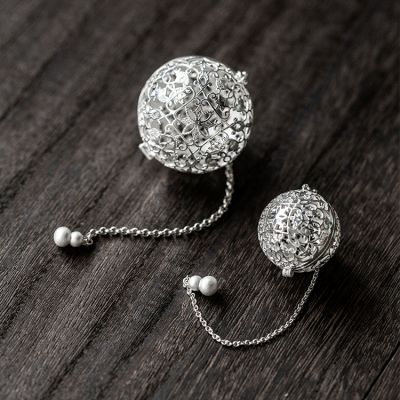 纯银茶泡999足银纯手工泡茶球过滤网茶叶过滤器滤渣配件