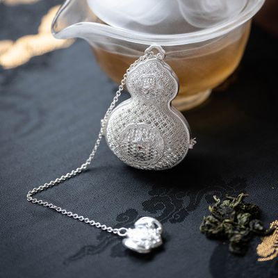 福葫芦银茶漏全手工创意纯银999茶滤家用茶道配件滤茶器