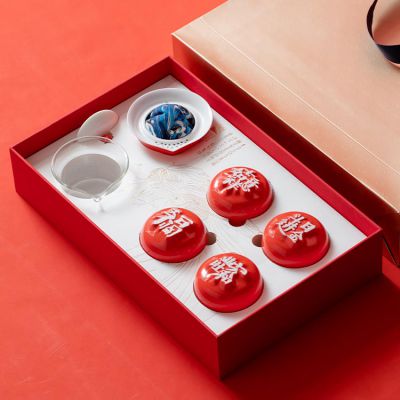  999镶银瓷杯银茶杯家用旅行快客杯茶具套装