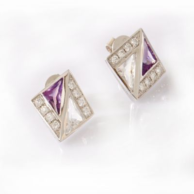 18K金水晶钻石耳饰