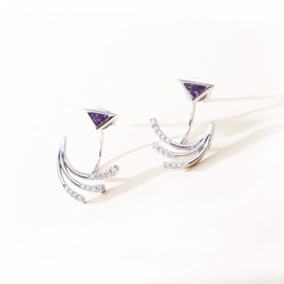 18K金水晶钻石耳饰