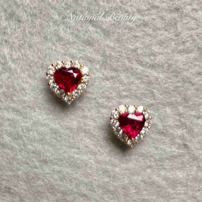 18K红红宝石耳饰