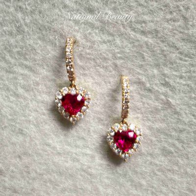 18K红红宝石耳饰