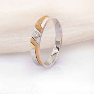 18K金钻石情侣对戒(男款)