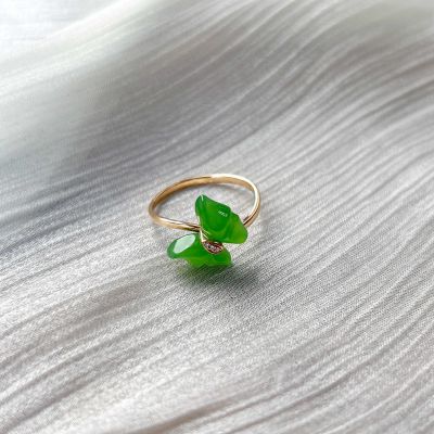 和田玉戒指 蝴蝶戒指18K金镶