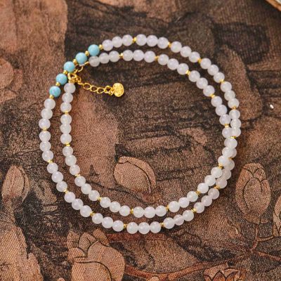 925银和田玉项链珠链