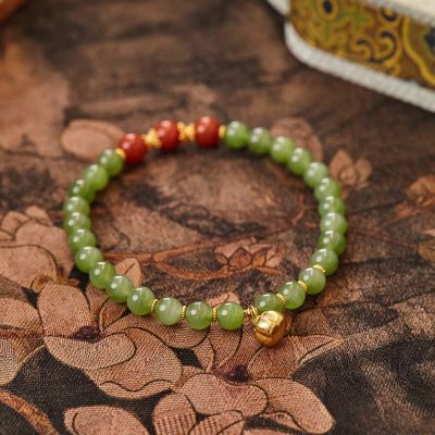 S925银和田玉手链