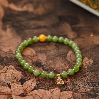 S925银和田玉碧玉手链