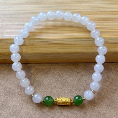 S925银和田玉白玉手链