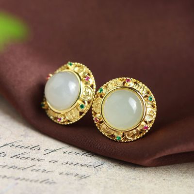 S925银和田玉 耳饰