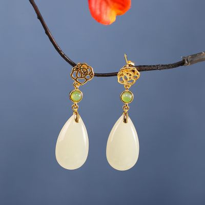 S925银和田玉 耳饰