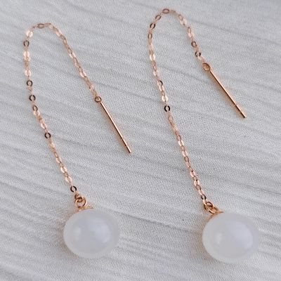 18K金和田玉耳饰