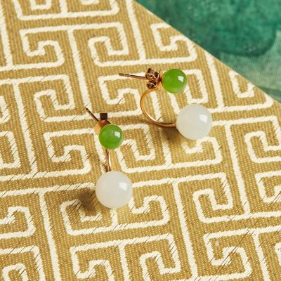 18K金和田玉耳饰