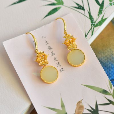 S925银和田玉宫灯耳饰