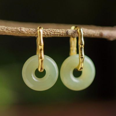 S925银和田玉 耳饰