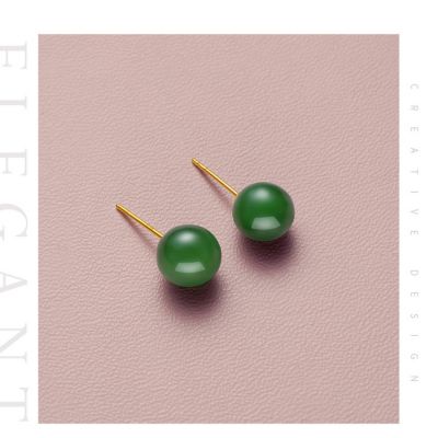 18K金和田玉耳饰