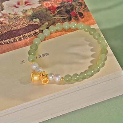 S925银和田玉 铃兰花手串