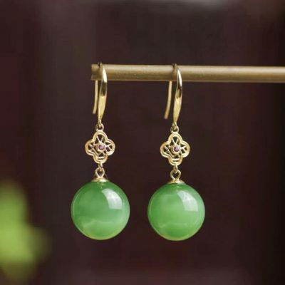 18K金和田玉 耳饰