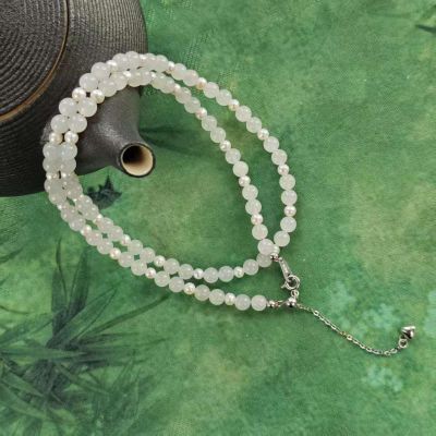 S925银珍珠和田玉 项链